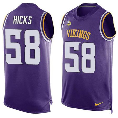 Vikings #58 Jordan Hicks Purple Team Color Men's Stitched NFL Limited Tank Top Jersey