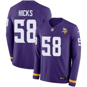 Vikings #58 Jordan Hicks Purple Team Color Men's Stitched NFL Limited Therma Long Sleeve Jersey