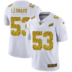 philadelphia eagles #53 shaquille leonard men's flocked leopard print vapor limited nfl wholesale jersey white