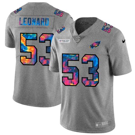 Philadelphia Eagles #53 Shaquille Leonard Men's Multi-Color 2024 NFL Crucial Catch NFL Jersey Greyheather