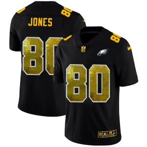 wholesale Philadelphia Eagles #80 Julio Jones Men's Black Golden Sequin Vapor Limited NFL Jersey