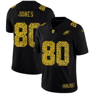 Philadelphia Eagles #80 Julio Jones Men's Leopard Print Fashion Vapor Limited NFL Jersey Black