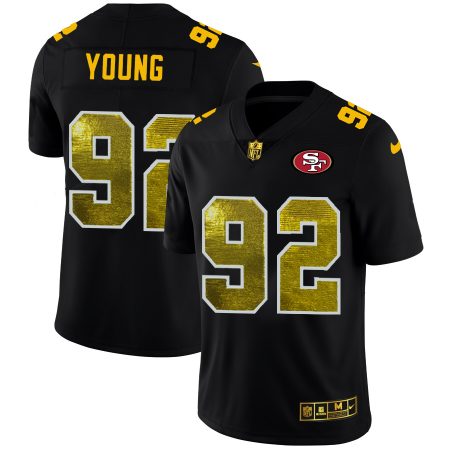 wholesale San Francisco 49ers #92 Chase Young Men's Black Golden Sequin Vapor Limited NFL Jersey