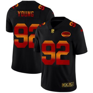 San Francisco 49ers #92 Chase Young Men's Black Red Orange Stripe Vapor Limited NFL Jersey