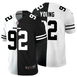 San Francisco 49ers #92 Chase Young Men's Black V White Peace Split Vapor Untouchable Limited NFL Jersey