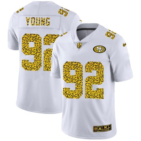 cheap San Francisco 49ers #92 Chase Young Men's Flocked Leopard Print Vapor Limited NFL Jersey White