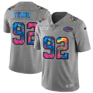 wholesale San Francisco 49ers #92 Chase Young Men's Multi-Color 2024 NFL Crucial Catch NFL Jersey Greyheather