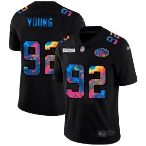 San Francisco 49ers #92 Chase Young Men's Multi-Color Black 2024 NFL Crucial Catch Vapor Untouchable Limited Jersey