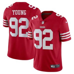 san francisco 49ers #92 chase young scarlet men's 2023-24 limited stitched nfl vapor untouchable wholesale jersey