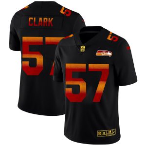 Seattle Seahawks Jersey #57 Frank Clark Men's Black Red Orange Stripe Vapor Limited NFL Jersey