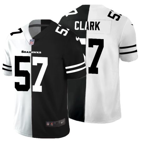 Seattle Seahawks Jersey #57 Frank Clark Men's Black V White Peace Split Vapor Untouchable Limited NFL Jersey