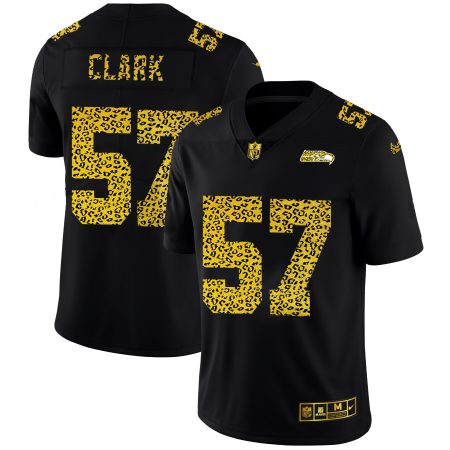 Seattle Seahawks Jersey #57 Frank Clark Men's Leopard Print Fashion Vapor Limited NFL Jersey Black