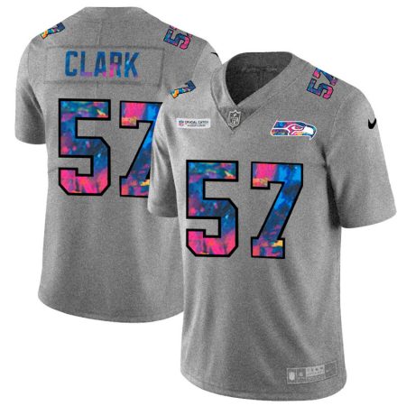 cheap Seattle Seahawks Jersey #57 Frank Clark Men's Multi-Color 2024 NFL Crucial Catch NFL Jersey Greyheather