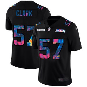 Seattle Seahawks Jersey #57 Frank Clark Men's Multi-Color Black 2024 NFL Crucial Catch Vapor Untouchable Limited Jersey