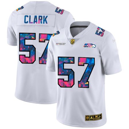 Seattle Seahawks Jersey #57 Frank Clark Men's White Multi-Color 2024 NFL Crucial Catch Limited NFL Jersey