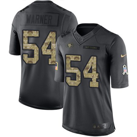 49ers #54 Fred Warner Black Men's Stitched NFL Limited 2016 Salute to Service Jersey