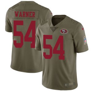 49ers #54 Fred Warner Olive Men's Stitched NFL Limited 2017 Salute to Service Jersey