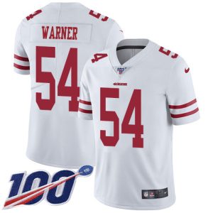 49ers #54 Fred Warner White Men's Stitched NFL 100th Season Vapor Limited Jersey