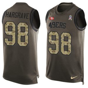 49ers #98 Javon Hargrave Green Men's Stitched NFL Limited Salute To Service Tank Top Jersey