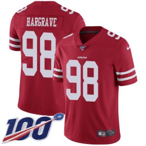 49ers #98 Javon Hargrave Red Team Color Men's Stitched NFL 100th Season Vapor Limited Jersey