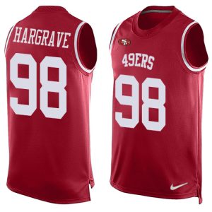 cheap 49ers #98 Javon Hargrave Red Team Color Men's Stitched NFL Limited Tank Top Jersey