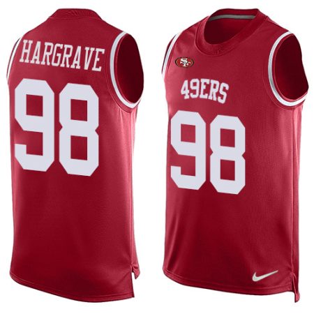 cheap 49ers #98 Javon Hargrave Red Team Color Men's Stitched NFL Limited Tank Top Jersey