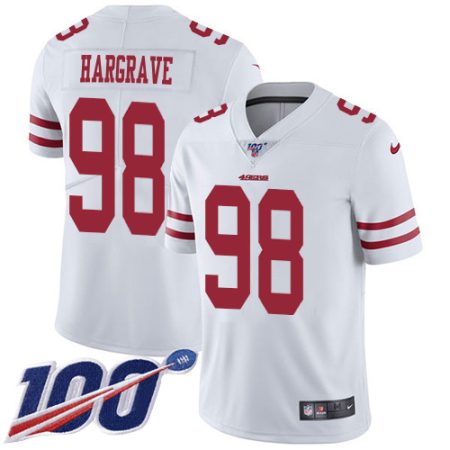 49ers #98 Javon Hargrave White Men's Stitched NFL 100th Season Vapor Limited Jersey