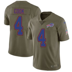 cheap Bills #4 James Cook Olive Men's Stitched NFL Limited 2017 Salute To Service Jersey