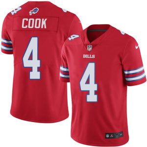 wholesale Bills #4 James Cook Red Men's Stitched NFL Limited Rush Jersey