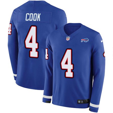 Bills #4 James Cook Royal Blue Team Color Men's Stitched NFL Limited Therma Long Sleeve Jersey