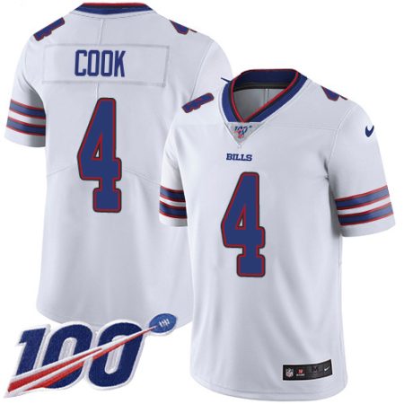 bills #4 james cook white men's stitched nfl 100th season vapor untouchable limited wholesale jersey