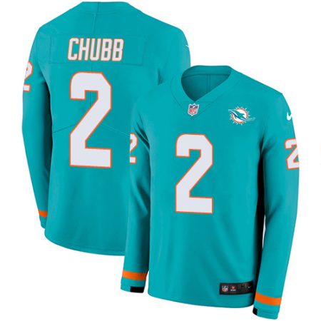 Dolphins #2 Bradley Chubb Aqua Green Team Color Men's Stitched NFL Limited Therma Long Sleeve Jersey