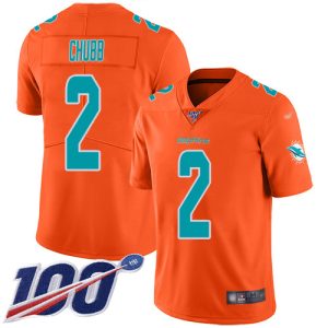 Dolphins #2 Bradley Chubb Orange Men's Stitched NFL Limited Inverted Legend 100th Season Jersey