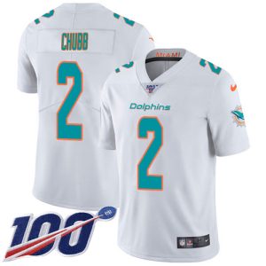 Dolphins #2 Bradley Chubb White Men's Stitched NFL 100th Season Vapor Limited Jersey