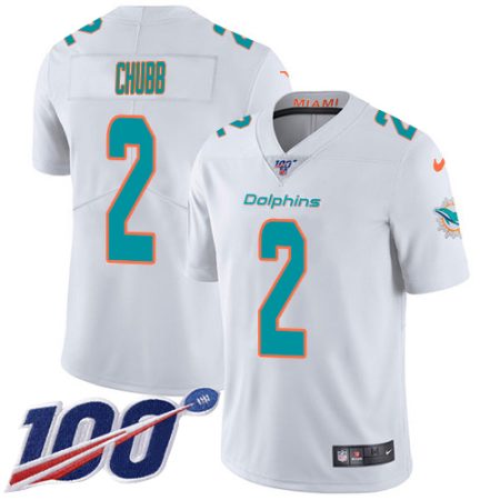 Dolphins #2 Bradley Chubb White Men's Stitched NFL 100th Season Vapor Limited Jersey