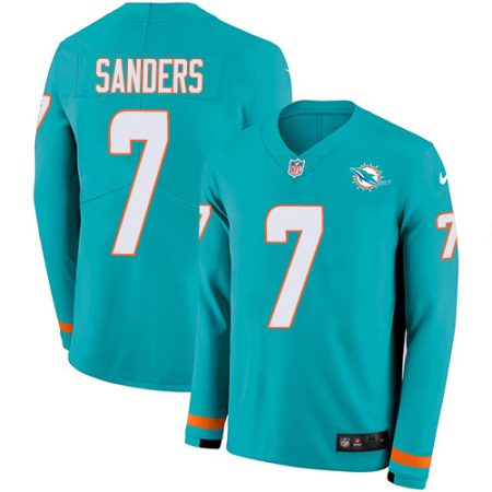 Dolphins #7 Jason Sanders Aqua Green Team Color Men's Stitched NFL Limited Therma Long Sleeve Jersey