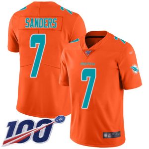 Dolphins #7 Jason Sanders Orange Men's Stitched NFL Limited Inverted Legend 100th Season Jersey