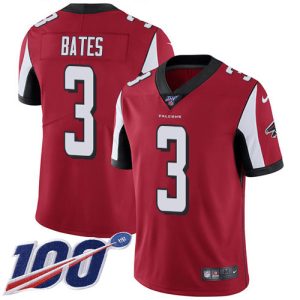 Falcons #3 Jessie Bates Red Team Color Men's Stitched NFL 100th Season Vapor Untouchable Limited Jersey