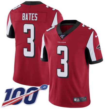 Falcons #3 Jessie Bates Red Team Color Men's Stitched NFL 100th Season Vapor Untouchable Limited Jersey