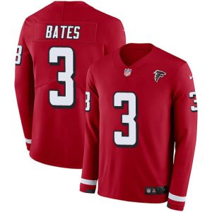 Falcons #3 Jessie Bates Red Team Color Men's Stitched NFL Limited Therma Long Sleeve Jersey