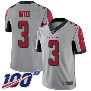 wholesale Falcons #3 Jessie Bates Silver Men's Stitched NFL Limited Inverted Legend 100th Season Jersey