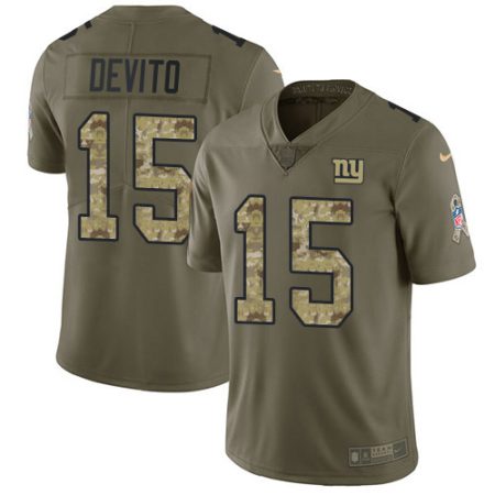 Giants #15 Tommy DeVito Olive/Camo Men's Stitched NFL Limited 2017 Salute To Service Jersey