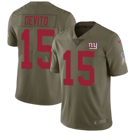 Giants #15 Tommy DeVito Olive Men's Stitched NFL Limited 2017 Salute To Service Jersey