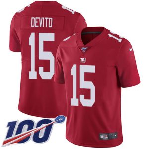 giants #15 tommy devito red alternate men's stitched nfl 100th season vapor untouchable limited wholesale jersey