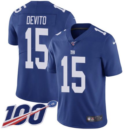 giants #15 tommy devito royal blue team color men's stitched nfl 100th season vapor untouchable limited wholesale jersey