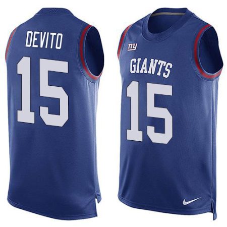 wholesale Giants #15 Tommy DeVito Royal Blue Team Color Men's Stitched NFL Limited Tank Top Jersey