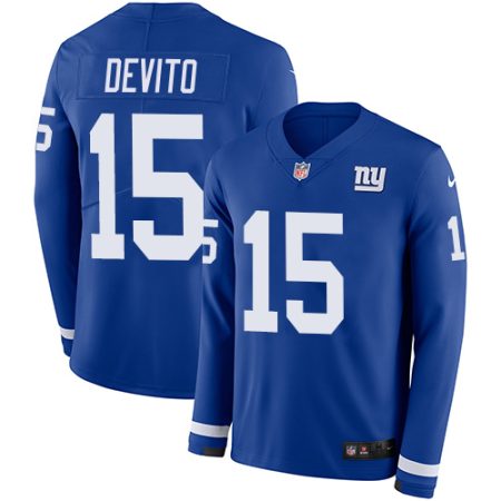 Giants #15 Tommy DeVito Royal Blue Team Color Men's Stitched NFL Limited Therma Long Sleeve Jersey