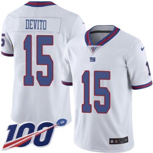 wholesale Giants #15 Tommy DeVito White Men's Stitched NFL Limited Rush 100th Season Jersey