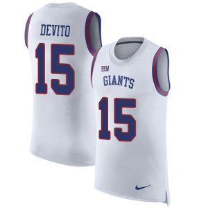 Giants #15 Tommy DeVito White Men's Stitched NFL Limited Rush Tank Top Jersey