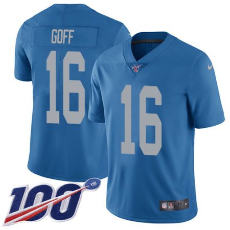 Lions #16 Jared Goff Blue Throwback Men's Stitched NFL 100th Season Vapor Untouchable Limited Jersey